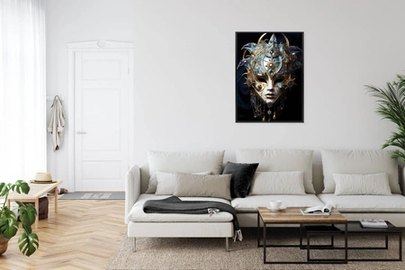 Plakat wenecka maska karnawałowa 70x100 plakat w ramie precyzyjny wydruk ze stylową grafiką doskonała dekoracja do salonu lub sypialni