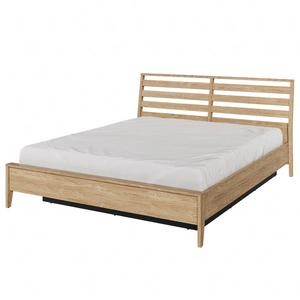 Łóżko Cozy 160x200 cm dąb olejowany wygodne i komfortowe łóżko do sypialni z pojemnikiem na pościel oraz wysokim zagłówkiem