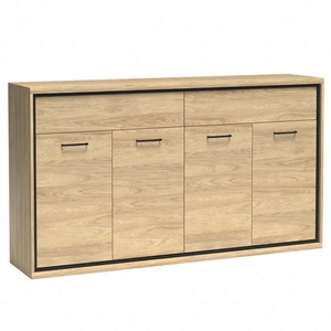 Komoda z szufladami Mediolan 177 cm hikora szykowana komoda wzbogacona o stylowe czarne dodatki szuflady z systemem push to open