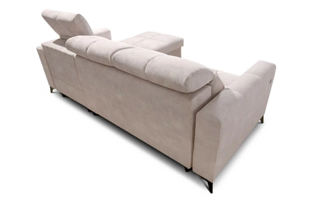 Narożnik z funkcją spania Laredo ciemny beżowy prawostronny komfortowy i stylowy narożnik rozkładany z pojemnikiem na pościel