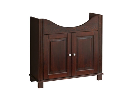 Szafka pod umywalkę Retro 85 cm brązowa elegancka szafka wykonana z drewna metalowe srebrne uchwyty idealna do łazienek w stylu retro