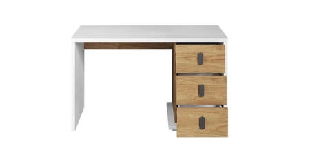 Biurko Simi 125 cm biały / hikora naturalna stabilne biurko z szufladami ergonomiczny blat zapewnia komfort podczas nauki i pracy