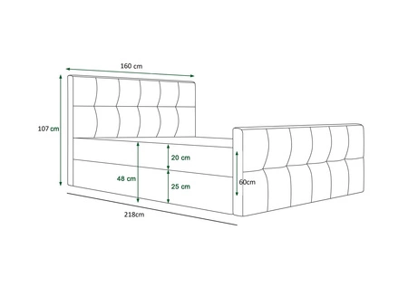 Łóżko kontynentalne Manhattan 160x200 szare w nowoczesnym skandynawskim stylu z tapicerowanym zagłówkiem i zanóżkiem