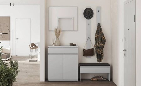 Wieszak ścienny Simply 13 cm szary minimalistyczny design funkcjonalny dodatek do przedpokoju pionowy wieszak z czarnymi dodatkami