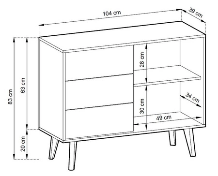 Komoda z szufladami Saipan 104 cm czarny / dąb artisan nowoczesny design elegancka forma mebla w nowoczesnym stylu dekoracyjny ryflowany dekor