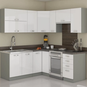 Zestaw mebli kuchennych narożny Bianka 170x190 cm fronty w połysku niepowtarzalny styl szafek dopasuje się do wnętrza każdej kuchni