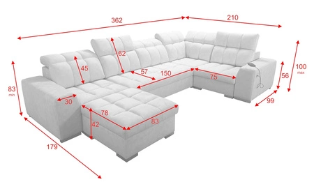 Narożnik z funkcją spania Luigi IV miodowy lewostronny elegancki narożnik do salonu wykonany z miękkiej tkaniny typu velvet