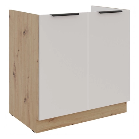 Zestaw mebli kuchennych Soela 260 cm eleganckie szafki kuchenne z metalowymi uchwytami krawędziowymi subtelna naturalna kolorystyka