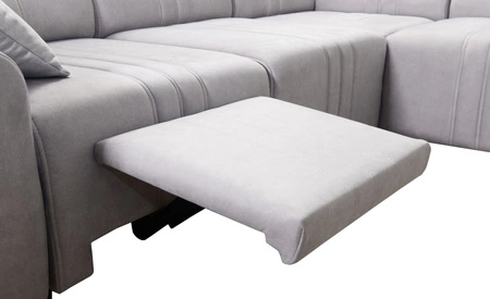 Narożnik z funkcją spania Castel III Lux szary brąz lewostronny niezwykle komfortowy narożnik do salonu z wysuwanym podnóżkiem