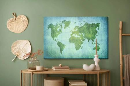 Obraz na płótnie kolorowa mapa świata 100x70 cm ponadczasowa ozdoba wnętrza obraz w wyrazistej kolorystyce wysoka jakość wykonania