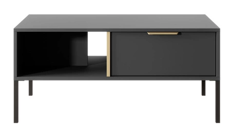 Zestaw mebli Golden antracytowy nowoczesny design meblościanka do salonu lub pokoju dziennego złoty uchwyt krawędziowy