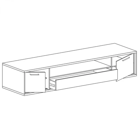 Szafka RTV Mediolan 181 cm hikora elegancka szafka wzbogacona o stylowe czarne dodatki szuflada z systemem push to open