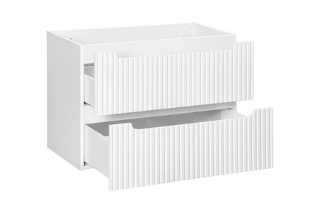 Szafka pod umywalkę Nova 80 cm biała designerska szafka z ryflowanymi frontami i frezowanymi uchwytami pojemne szuflady