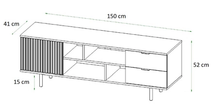 Zestaw mebli Sula beżowy meblościanka do salonu wzbogacona o metalowe uchwyty ozdobne ryflowane fronty system push to open