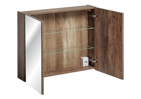 Szafka łazienkowa wisząca z lustrem Santa Fe 80 cm dąb vintage funkcjonalna szafka idealnie uzupełniająca przestrzeń nad umywalką