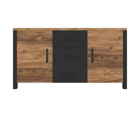 Komoda z szufladami Olin 147 cm appenzeller / czarny stylowy design komody w stylu industrialnym czarne uchwyty