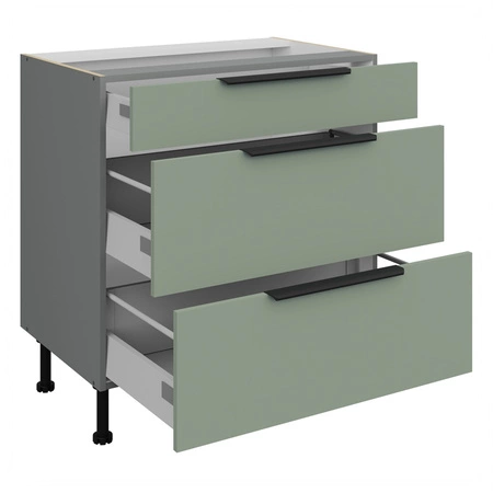 Szafka kuchenna stojąca z szufladami Treviso Ant 80 D 3S BB odporna na uszkodzenia wykończenie frontów w technologii anti fingerprint