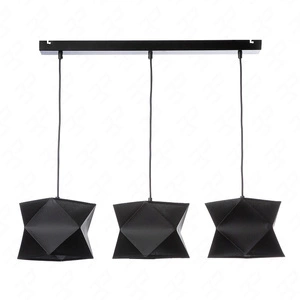 Lampa wisząca potrójna Quasar czarna designerska lampa sufitowa do salonu lub jadalni z bawełnianymi abażurami i metalową podstawą