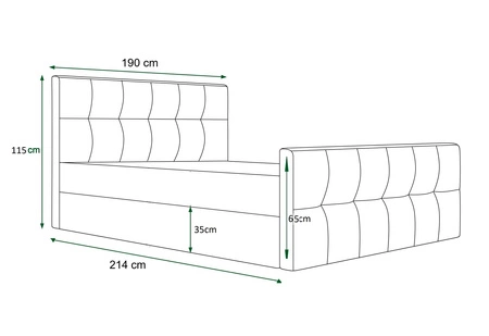 Łóżko tapicerowane Viamao 180x200 grafitowe z pojemnikiem w nowoczesnym skandynawskim stylu z pikowanym wezgłowiem oraz zanóżkiem