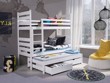 Łóżko piętrowe Tedi 3 osobowe 80x180 cm idealne do pokoju dziecka zapewnia wygodne miejsce do spania nie zajmując dużej powierzchni