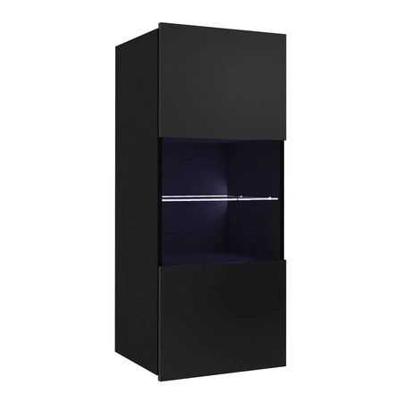 Zestaw mebli Apulia XXII czarny połysk wyjątkowo stylowa meblościanka do salonu proste bryły wpisujące się w każde wnętrze