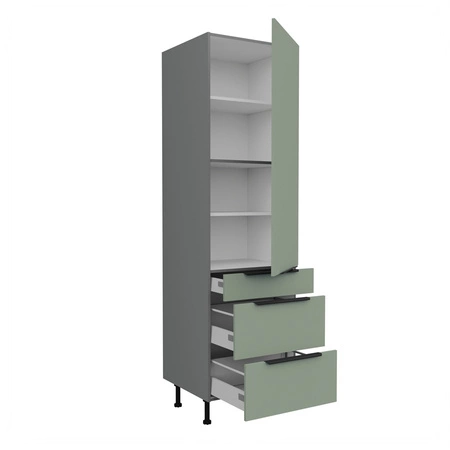 Słupek kuchenny Treviso Ant 60 DKS-215 3S 1F szafka kuchenna odporna na uszkodzenia wykończenie frontów w technologii anti fingerprint