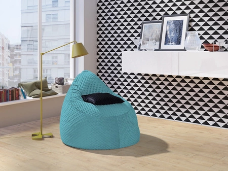 Pufa Rest żółta nowoczesny design pufy wykonanie z miękkiej tkaniny minky wszyty zamek ułatwiający czyszczenie