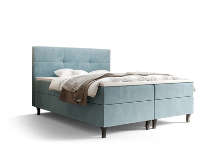 Łóżko kontynentalne Melba 160x200 turkusowe w nowoczesnym skandynawskim stylu z charakterystycznym wezgłowiem