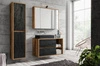 Zestaw mebli łazienkowych Hampton dąb huton / ciemny beton stylowe szafki łazienkowe o prostej formie podkreślone kontrastową kolorystyką