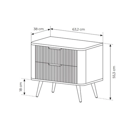 Szafka nocna Lante beżowa stylowa szafka z szufladami idealna do sypialni w stylu glamour i skandynawskim oryginalny kształt bryły