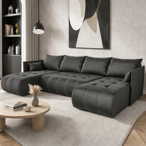 Narożnik z funkcją spania Selva U szary ciekawie prezentujący się narożnik wykonany z miękkiej tkaniny typu velvet