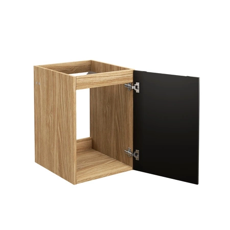 Szafka łazienkowa wisząca Luxor 40 cm dąb olejowany / czarny funkcjonalna szafka pod blat frezowany uchwyt oryginalny ryflowany front