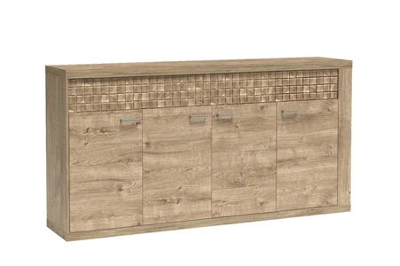 Komoda z szufladami Natural 192 cm dąb ribbeck naturalny i lekki design komody oświetlenie LED uwydatnia ozdobną drewniana listwę