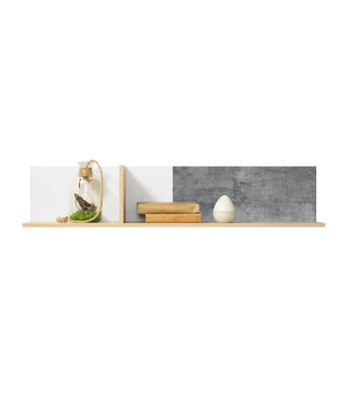 Półka Cary 120 cm dąb biszkoptowy / biała / beton nowoczesna i praktyczna funkcjonalny mebel do pokoju młodzieżowego