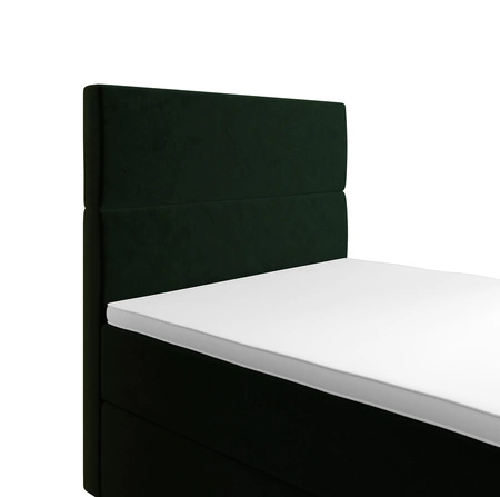 Łóżko kontynentalne Bing 100x200 butelkowa zieleń w nowoczesnym skandynawskim stylu z tapicerowanym zagłówkiem łóżko z pojemnikiem