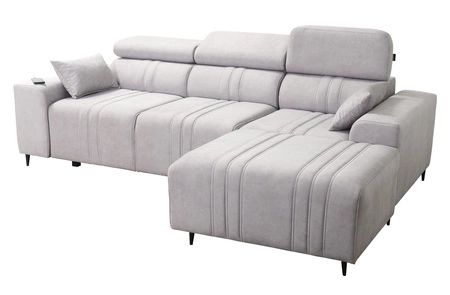 Narożnik z funkcją spania Castel brązowy prawostronny komfortowy i stylowy narożnik rozkładany z pojemnikiem na pościel