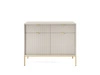 Komoda z szufladami Lovro 104 cm beżowa nowoczesny design zachwyci miłośników wyrazistych wnętrz komoda wzbogacona o złote dodatki