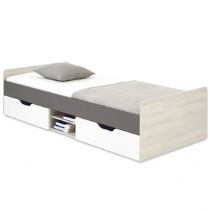 Łóżko Remona 90x200 cm dąb wilton biały / biały / antracyt nowoczesny i praktyczny łóżko z szufladami dla dziecka lub nastolatka
