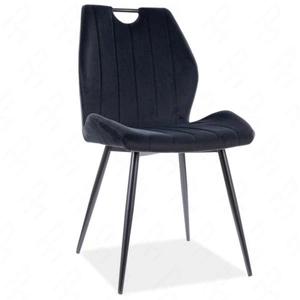 Krzesło tapicerowane Arco 43x51 cm czarne nowoczesne oraz funkcjonalne krzesło z metalowymi nogami