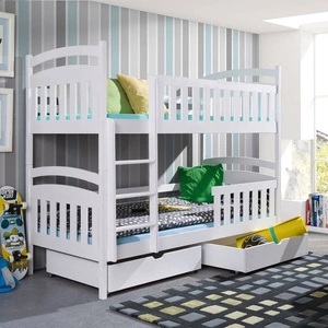 Łóżko piętrowe Piotrek 2 osobowe 80x180 cm głębokie szuflady wysuwane na kółkach zajmuje przestrzeń łóżka pojedynczego