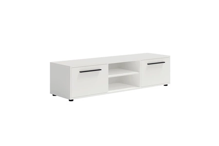 Szafka RTV Maxione 150 cm biała prosta konstrukcja szafka pod telewizor z półką minimalistyczny i uniwersalny design