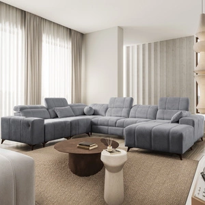 Narożnik z funkcją spania Penejos VIII szary prawostronny stylowy narożnik rozkładany wykonany z wytrzymałej tkaniny