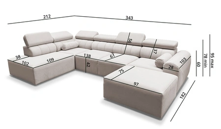Narożnik z funkcją spania Cantare VI szary popiel prawostronny wygodny narożnik o niebanalnym designie doskonale odnajdzie się w salonie