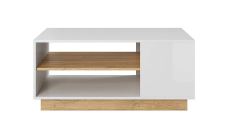Stolik kawowy Adria biały połysk / dąb grandson stolik z półkami nowoczesny design matowy blat odporny na rozlane ciecze