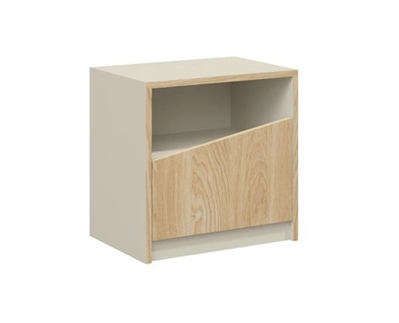 Zestaw mebli do sypialni Atson szarobeżowy / dąb olejowany nowoczesny design komplet mebli do sypialni oryginalny kształt frontów mebli