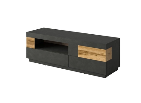 Szafka RTV Silke 160 cm matera / dąb wotan stylowa szafka pod telewizor oryginalny design bezuchwytowe fronty