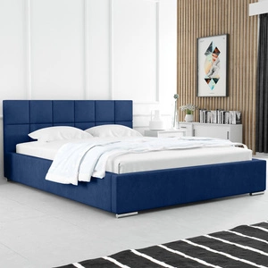 Łóżko tapicerowane Costa 160x200 niebieskie stylowe łóżko z pojemnikiem na pościel wygodny zagłówek zachwyca eleganckim designem