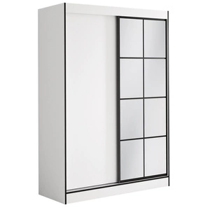 Szafa przesuwna z lustrem Osgar 150 cm biały / czarny oryginalny design doskonale odnajdzie się w pokoju młodzieżowym lub sypialni