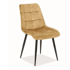 Krzesło tapicerowane Chic żółte nowoczesne oraz funkcjonalne krzesło z metalowymi nogami