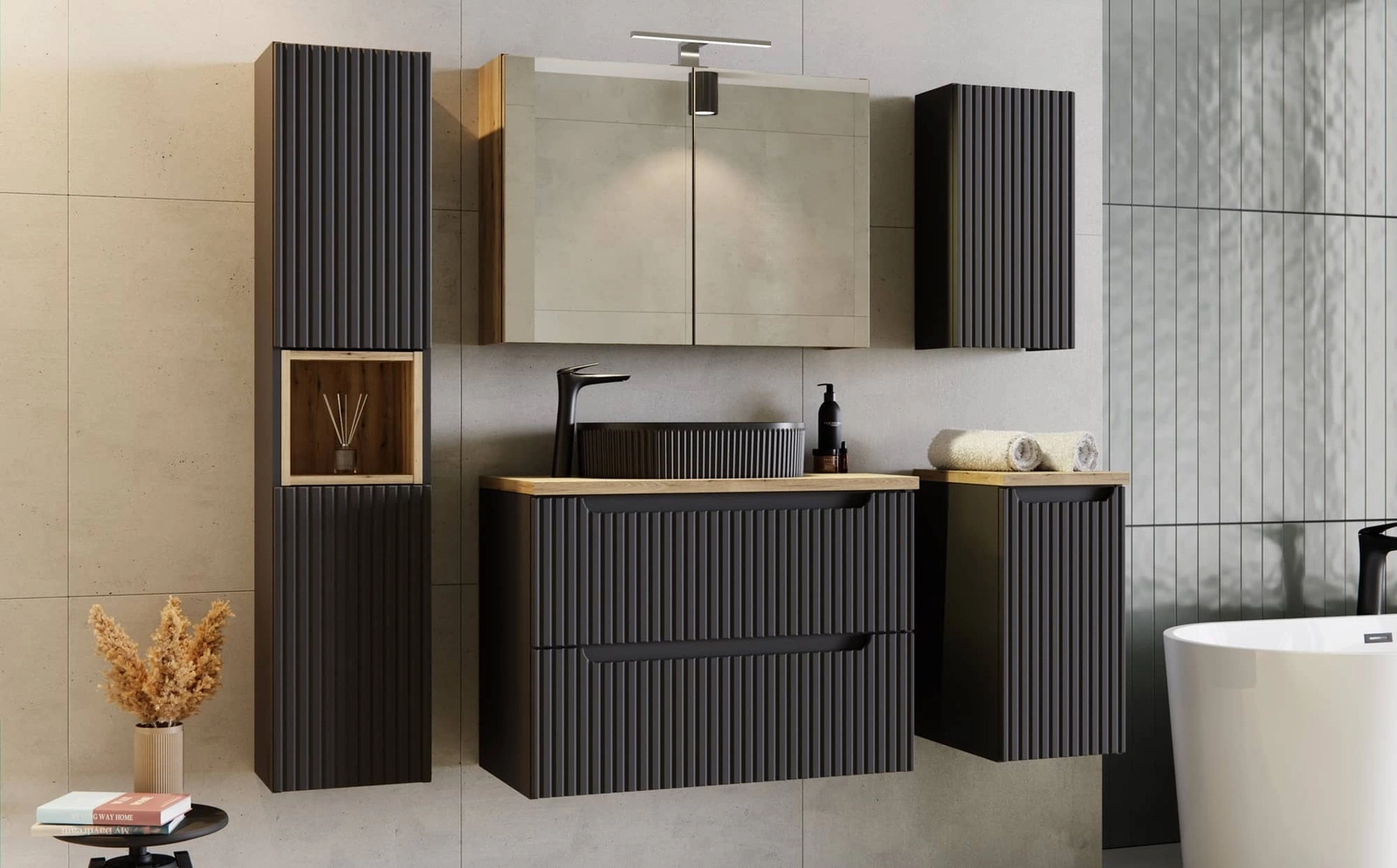 Zestaw mebli łazienkowych Nova w kolorze czarnym Szafki łazienkowe Nova